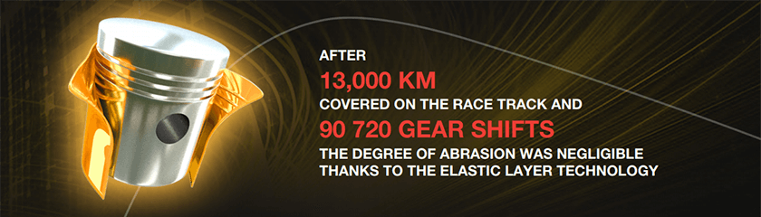 After 13,000 km covered on the race track and 90 720 gear shifts the degree of abrasion was negligible thanks to the Elastic Layer Technology